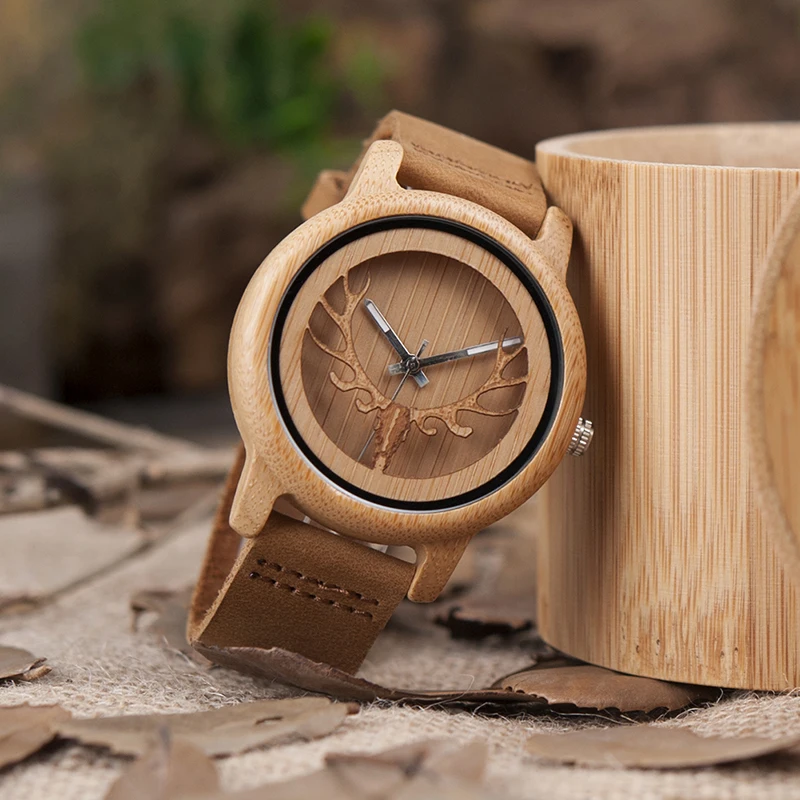 BOBO BIRD Wood Watch Male Vintage Deer Head Skeleton Design Bamboo Wristwatch Men Womens Timepiece with Leather Bands
BOBO BIRD Wood Watch Male Vintage Deer Head Skeleton Design Bamboo Wristwatch Men Womens Timepiece with Leather Bands