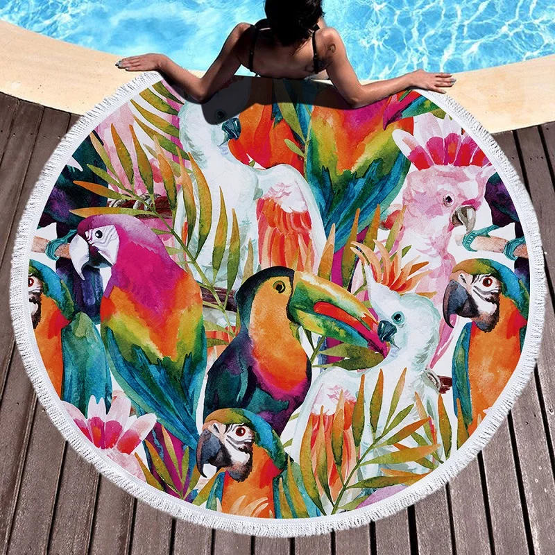 Tropical Birds Summer Towels Round Beach Towel Microfiber 150cm Travel Swimming Picnic Sunblock Blanket Cover serviette de plage
Tropical Birds Summer Towels Round Beach Towel Microfiber 150cm Travel Swimming Picnic Sunblock Blanket Cover serviette de plage
