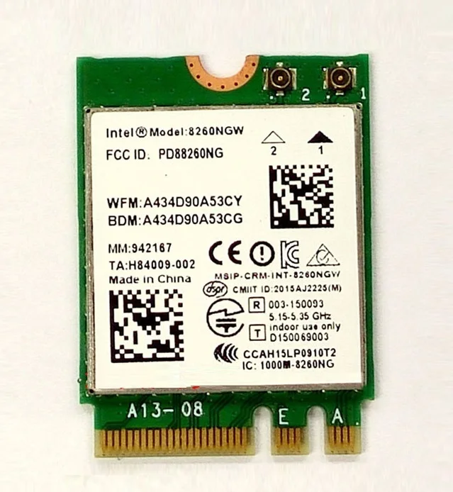 Новинка для Intel Dual Band Wireless-AC 8260 8260NGW NGFF 802.11ac 2x2 867 Мбит/с WiFi + для Bluetooth 4,2 комбинированный адаптер Wlan карта
Новинка для Intel Dual Band Wireless-AC 8260 8260NGW NGFF 802.11ac 2x2 867 Мбит/с WiFi + для Bluetooth 4,2 комбинированный адаптер Wlan карта