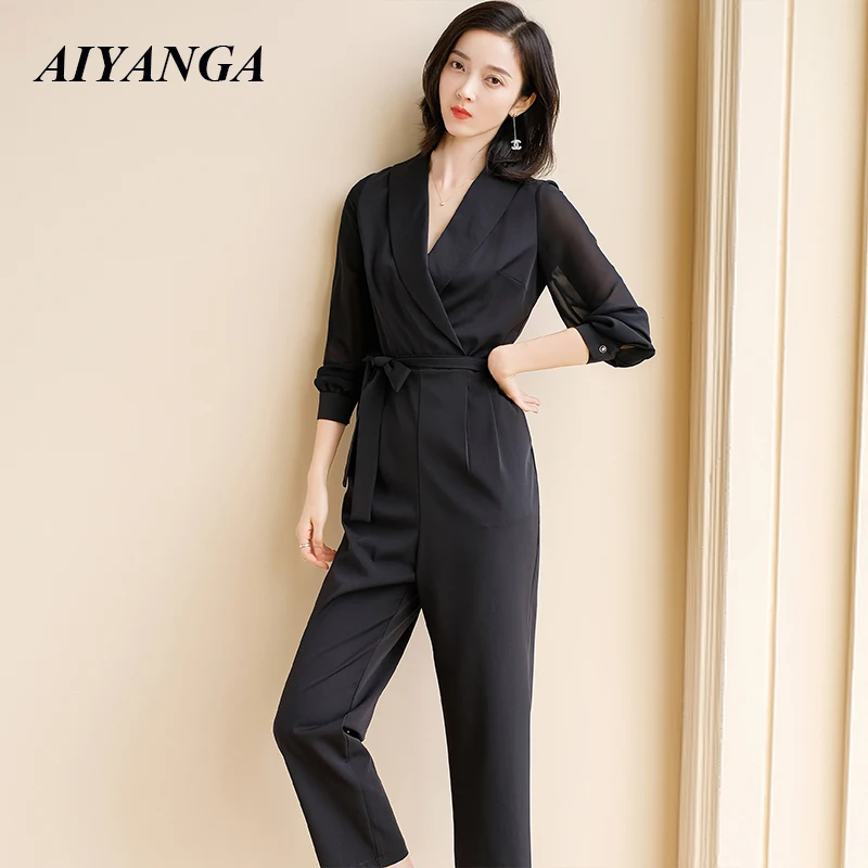 OL Jumpsuits Women 2019 Spring Summer Rompers With Sashes Elegant V Neck Patchwork Chiffon Wine Leg Pant Female Casual Trousers
OL Jumpsuits Women 2019 Spring Summer Rompers With Sashes Elegant V Neck Patchwork Chiffon Wine Leg Pant Female Casual Trousers