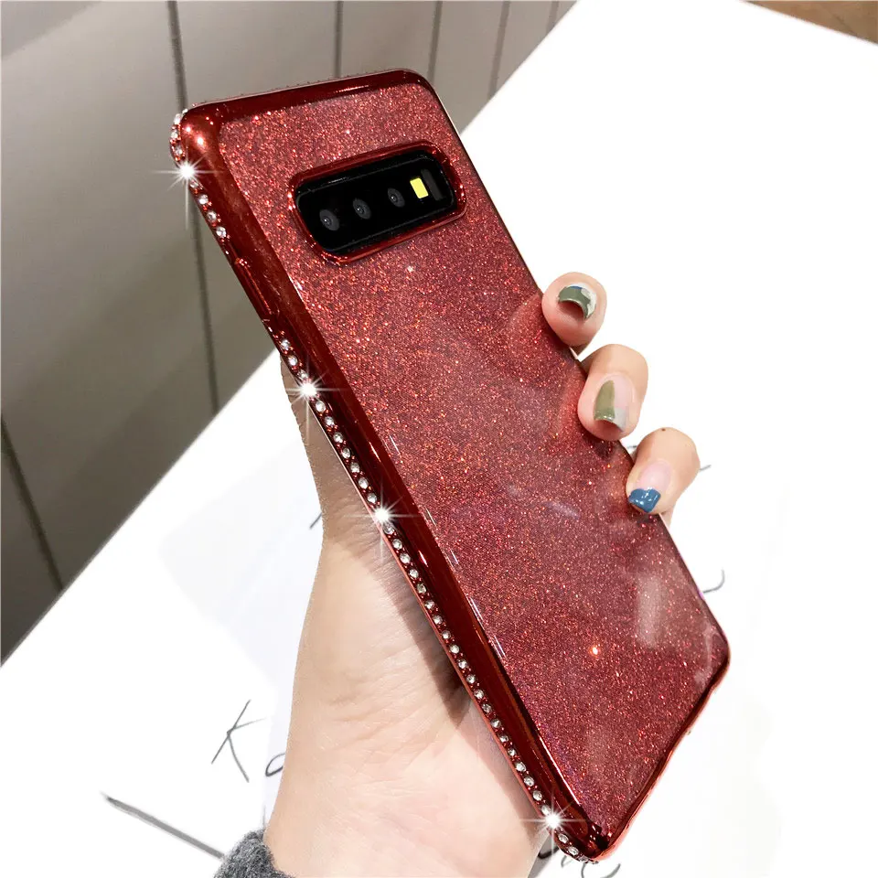 Мягкий Силиконовый ТПУ чехол со стразами для Samsung Galaxy S10 A7 2018 A10 A30 A40 A50 A70 M20 M10 чехлы