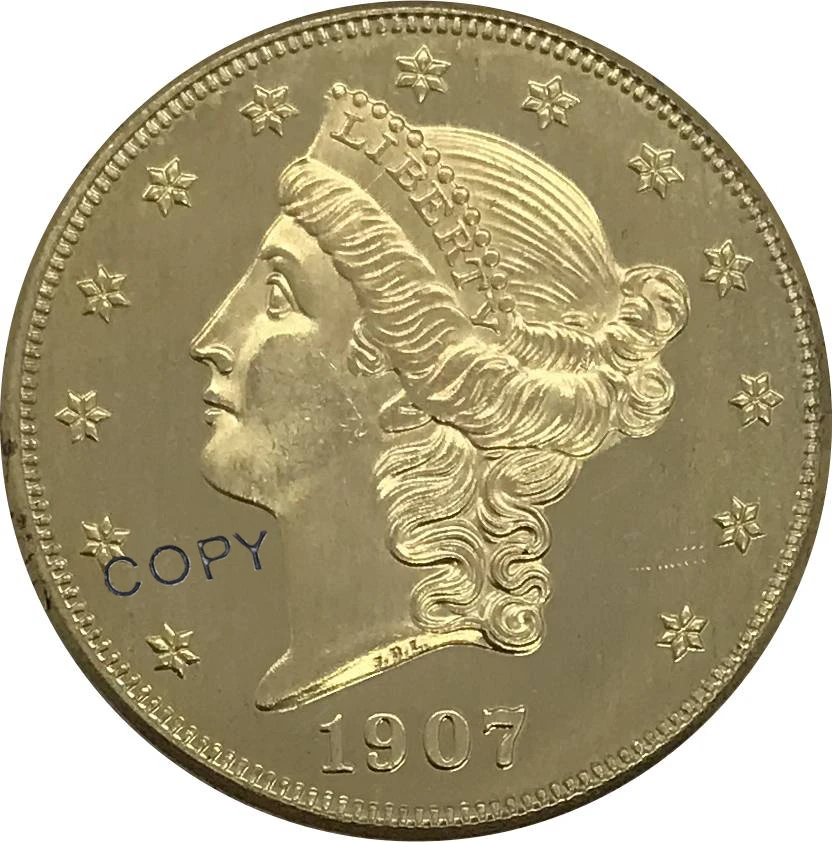 Коллекционные монеты США 1907, 20 двадцати долларов, голова свободы, двойной Орлан с девизом, золотая монета, латунные монеты, копия
Коллекционные монеты США 1907, 20 двадцати долларов, голова свободы, двойной Орлан с девизом, золотая монета, латунные монеты, копия