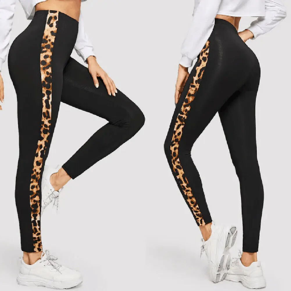 Women High Waist Gym Pants Leopard Print Leggings Female Fitness Sport Running Exercise Jogging Trousers | Спорт и развлечения