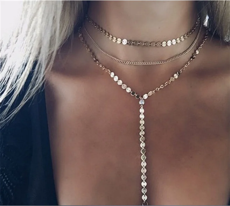 Sexy Multilayer Sequins Rhinestone Tassel Pendants Chain Necklace Choker Collar Women Jewelry 023
Sexy Multilayer Sequins Rhinestone Tassel Pendants Chain Necklace Choker Collar Women Jewelry 023