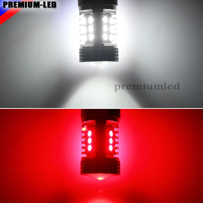 2pcs 31-SMD White/Red Dual-Color 7440 T20 992A LED Replacement Bulbs For Car Backup Reverse Lights & Rear Fog Lamp Conversion |
