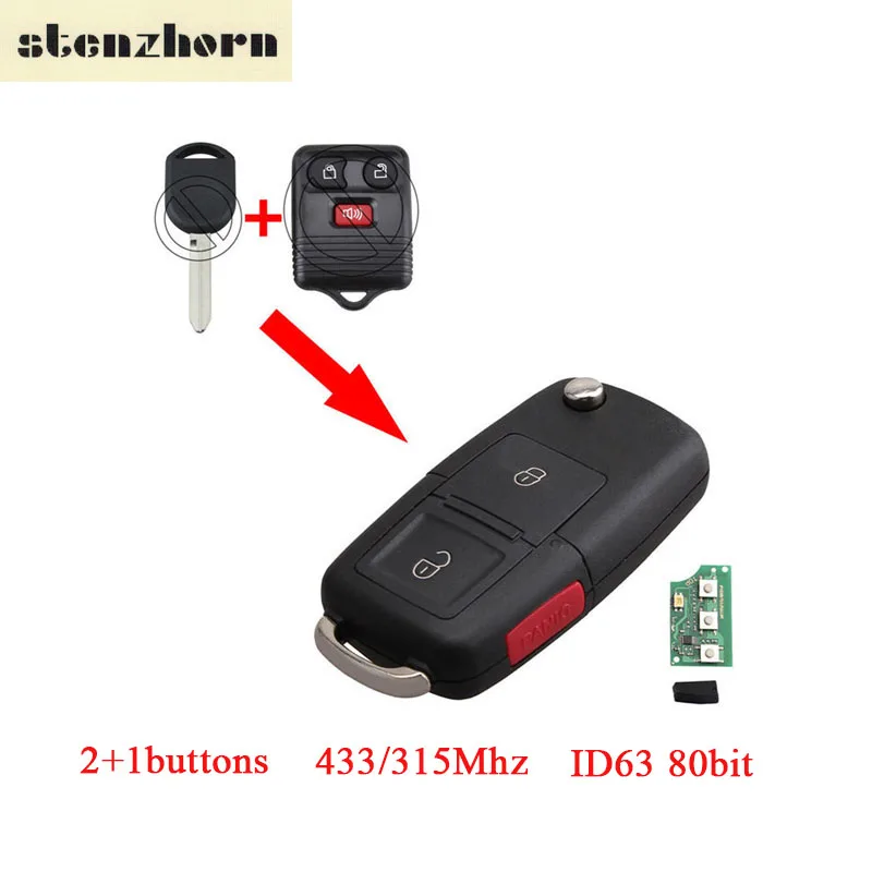 Stenzhorn 3BT 315/433 мГц удаленного ключ зажигания 63 чип 40/80bit для Ford Expedition F150 Explorer CWTWB1U345