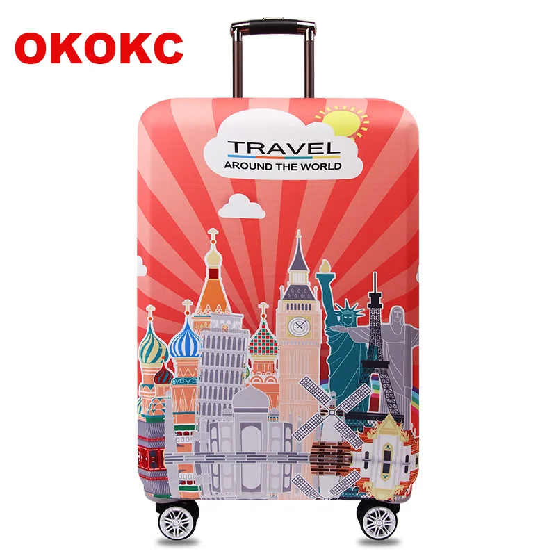 OKOKC по всему миру эластичный утолщенный Дорожный чемодан защитный чехол для