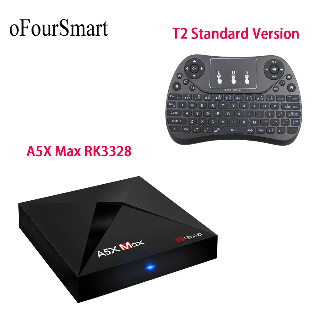 ТВ приставка RK3328 A5X Max Android 7 1 4 ГБ/32 ГБ 2 4G WiFi 100 м BT4.0 медиаплеер с мини клавиатурой