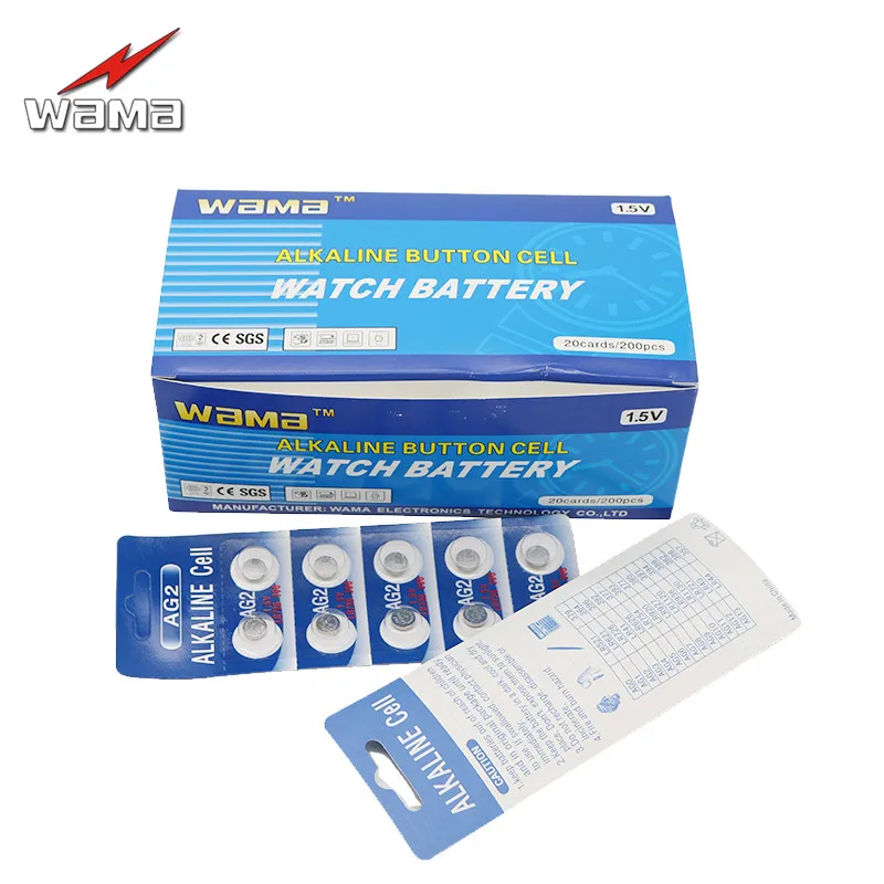 100pcs/10pcs WAMA AG2 396 SR726SW SR59 Alkaline Button Cell Batteries For Watch Clock Car Remote
100pcs/10pcs WAMA AG2 396 SR726SW SR59 Alkaline Button Cell Batteries For Watch Clock Car Remote