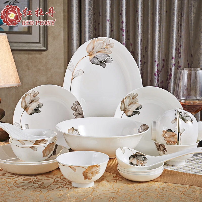 Red peony bowl set Chinese household bone china tableware dishes gift box with high-grade ceramic bowl chopsticks
Red peony bowl set Chinese household bone china tableware dishes gift box with high-grade ceramic bowl chopsticks