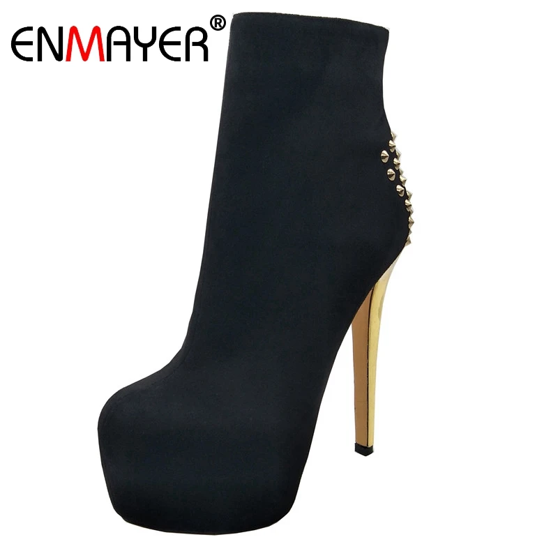 ENMAYER Brand Platform Women Ankle Boots 2018 Spring Patent High Heels Rivet Stiletto Dress Shoes Motorcycle Boots US Size5-15 C
ENMAYER Brand Platform Women Ankle Boots 2018 Spring Patent High Heels Rivet Stiletto Dress Shoes Motorcycle Boots US Size5-15 C