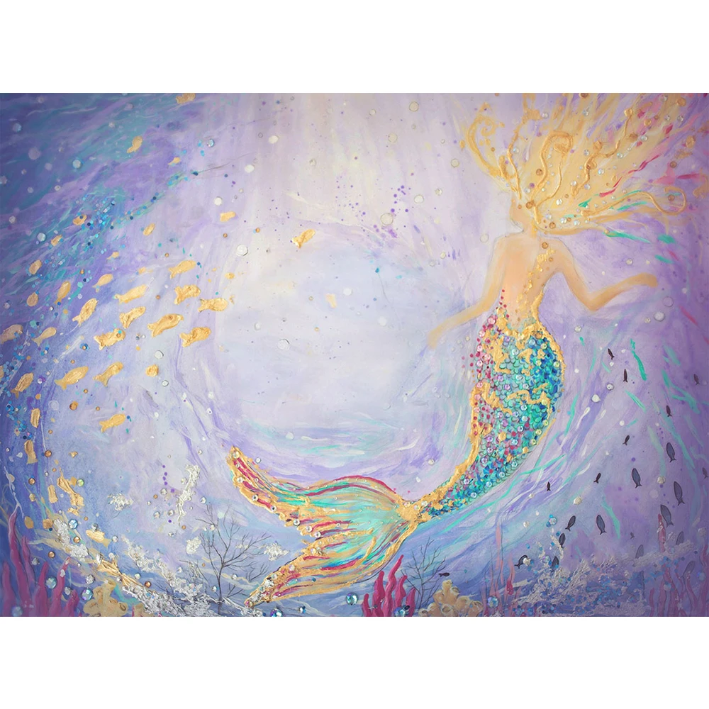 Oil Painting Mermaid Under the Sea Backdrop Light Purple Blue Printed Fishes Princess Girl Birthday Party Photo Booth Background
Oil Painting Mermaid Under the Sea Backdrop Light Purple Blue Printed Fishes Princess Girl Birthday Party Photo Booth Background