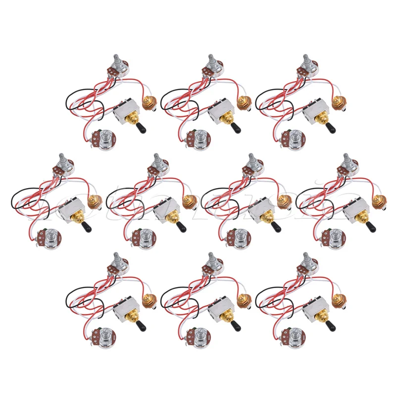 Prewired Wiring Harness Kit 3 Way Toggle Switch 500k Pots Jack for Electric Guitar Parts 10 Set
Prewired Wiring Harness Kit 3 Way Toggle Switch 500k Pots Jack for Electric Guitar Parts 10 Set