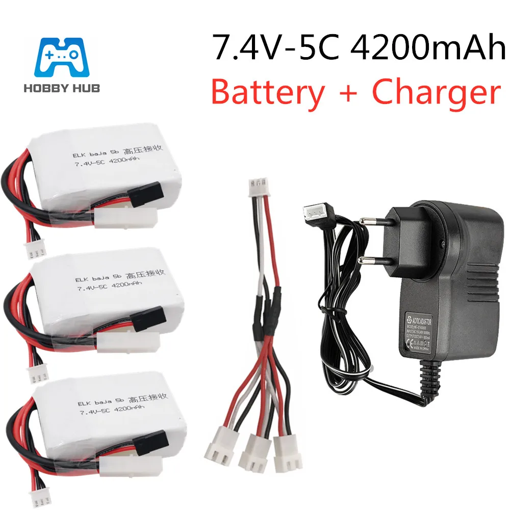 Hobby Hub 7.4v 4200mAh 5C High-voltage Receiver Power2S lipo battery For RC Car quadcopter Li-Polymer Battey ELK racing baja 5b
Hobby Hub 7.4v 4200mAh 5C High-voltage Receiver Power2S lipo battery For RC Car quadcopter Li-Polymer Battey ELK racing baja 5b