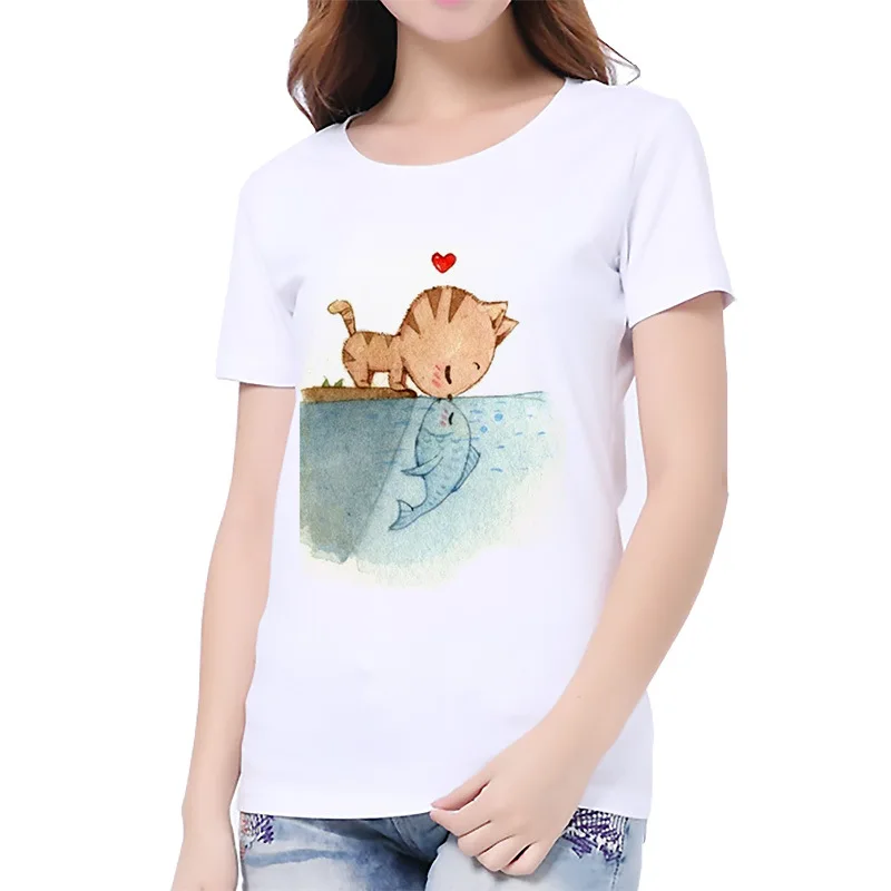 S-3XL Women Cartoon 3D cat Summer Print White Soft Casual T-shirts Top Short sleeve Round Neck Cheap Graphic Female Tee Shirts
S-3XL Women Cartoon 3D cat Summer Print White Soft Casual T-shirts Top Short sleeve Round Neck Cheap Graphic Female Tee Shirts