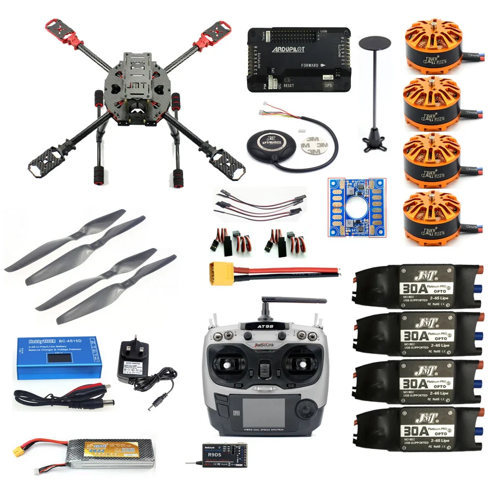 JMT 2.4GHz 4-Aixs DIY RC AirPlane APM2.8 Flight Controller GPS J630 Carbon Fiber Frame Props with AT9S TX Headless Mode Drone
JMT 2.4GHz 4-Aixs DIY RC AirPlane APM2.8 Flight Controller GPS J630 Carbon Fiber Frame Props with AT9S TX Headless Mode Drone