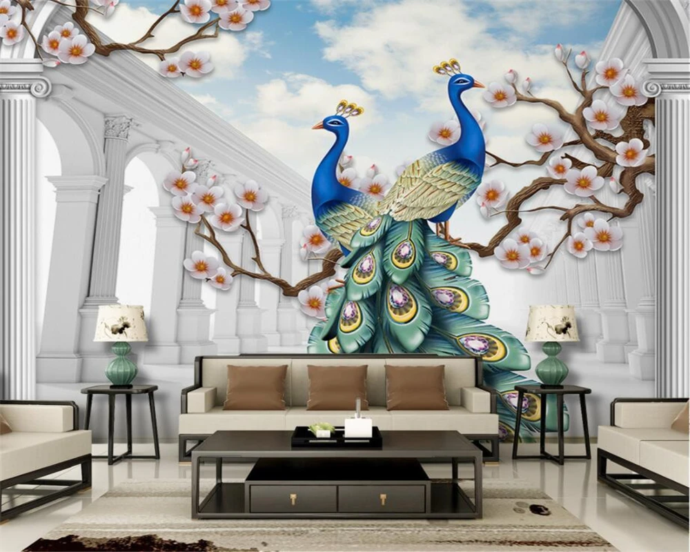Beibehang Custom Wallpaper Home Decorative Fresco Scandinavian Style Auspicious Peacock Relief 3D TV Wall Background wallpaper
Beibehang Custom Wallpaper Home Decorative Fresco Scandinavian Style Auspicious Peacock Relief 3D TV Wall Background wallpaper