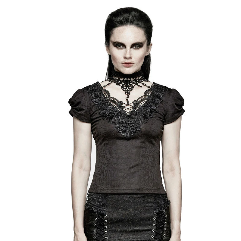 Gothic Swallow Tail Short Sleeve T-Shirt Steampunk Party Black Lace Women Backless Tee Shirt Tops
Gothic Swallow Tail Short Sleeve T-Shirt Steampunk Party Black Lace Women Backless Tee Shirt Tops