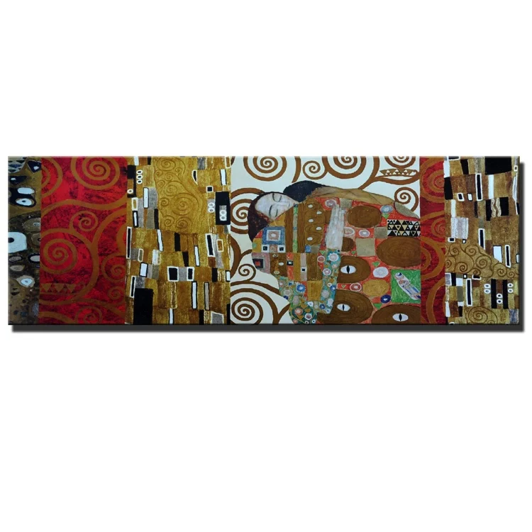 Знаменитые картины на холсте Gustav Klimt Kiss для декора кровати большой размер