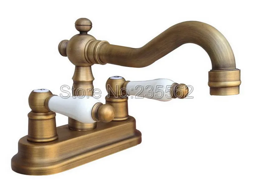 Deck Mounted Double Handle Bathroom Sink Faucet Antique Brass Finished Hot and Cold Water Mixer TapsLnf326
Deck Mounted Double Handle Bathroom Sink Faucet Antique Brass Finished Hot and Cold Water Mixer TapsLnf326