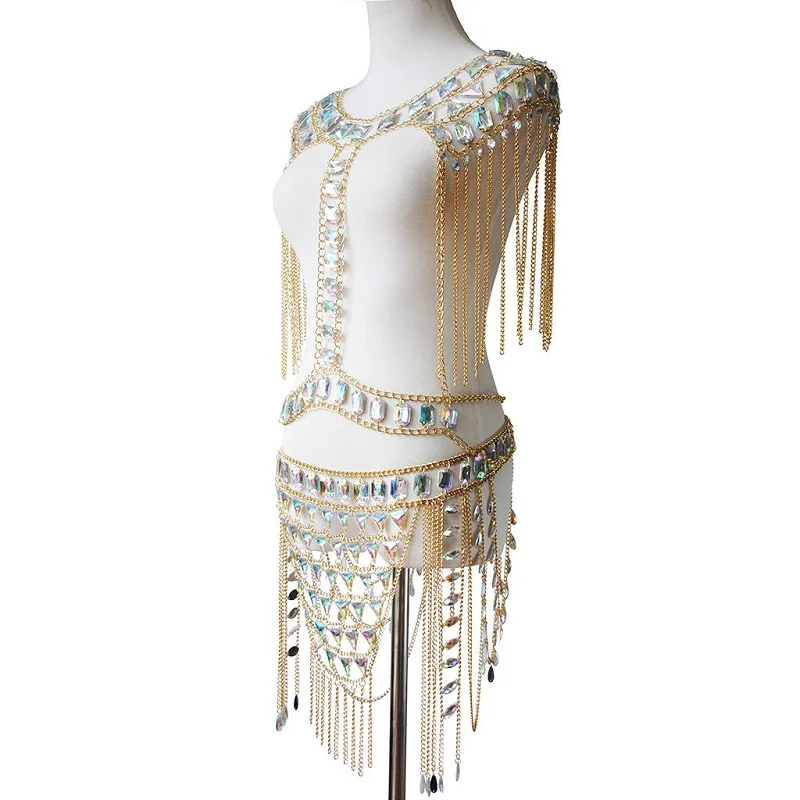 Sexy handmade Body Chains patchwork crystal bra set summer adjustable size underwear hollow out gem bras tassel panty bottoms
Sexy handmade Body Chains patchwork crystal bra set summer adjustable size underwear hollow out gem bras tassel panty bottoms