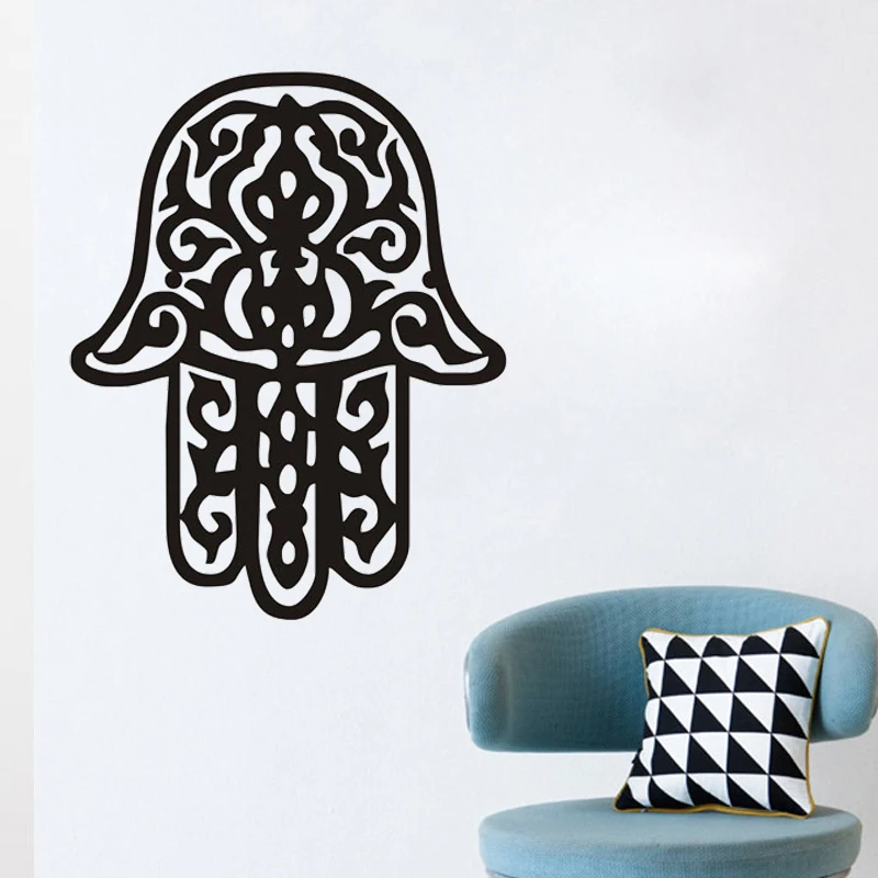 

ZOOYOO Hand Of Fatima Wall Stickers Living Room Art Vinyl Hollow Out Home Decor Arabic Religious Wall Decals