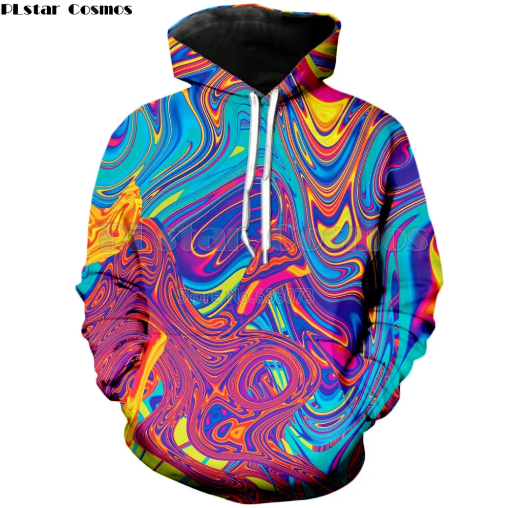 

PLstar Cosmos 2019 New Fashion hoodies Oil Spill Sweatshirt psychedelic swirl of vibrant colors 3d Print Womens Mens Hoody