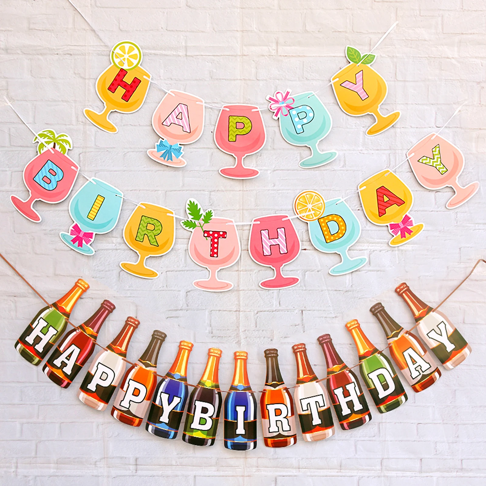 Цветной банер на день рождения с русалочкой бутылка для вина бумажная бандажная