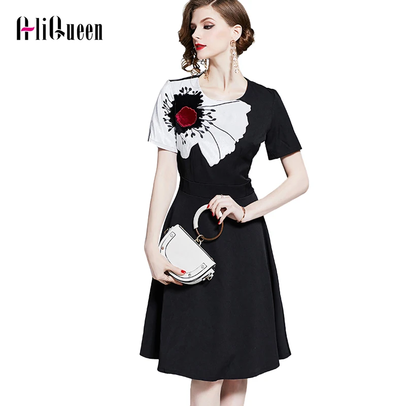 French Elegant Black Dress Women Constract Color Floral Printed Midi Dress Female Big Swing Plus Size Party Dresses Vestidos
French Elegant Black Dress Women Constract Color Floral Printed Midi Dress Female Big Swing Plus Size Party Dresses Vestidos