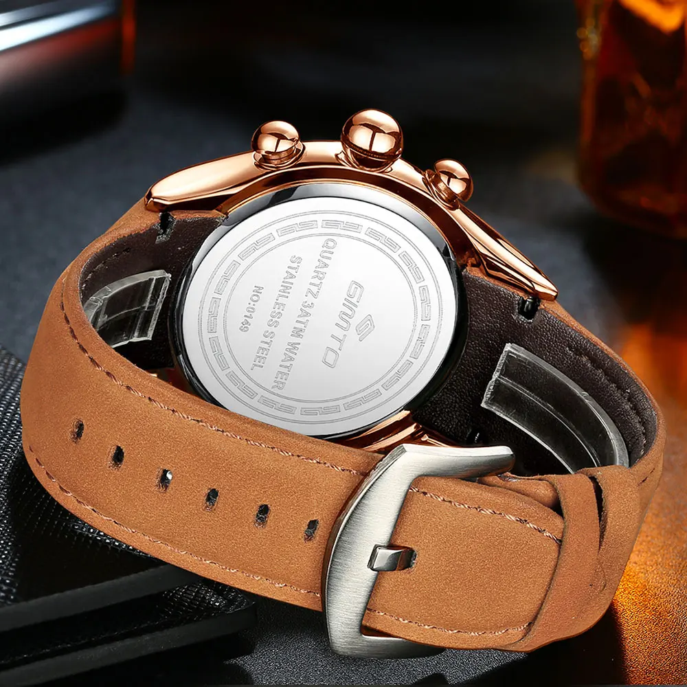 Часы GIMTO мужские винтажные часы с кожаным ремнем повседневные модные кварцевые