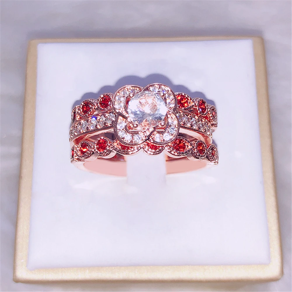 3-piece set Luxury fashion inlaid with passionate red zircon creative floral pattern metal ring for women,party weddings.
3-piece set Luxury fashion inlaid with passionate red zircon creative floral pattern metal ring for women,party weddings.