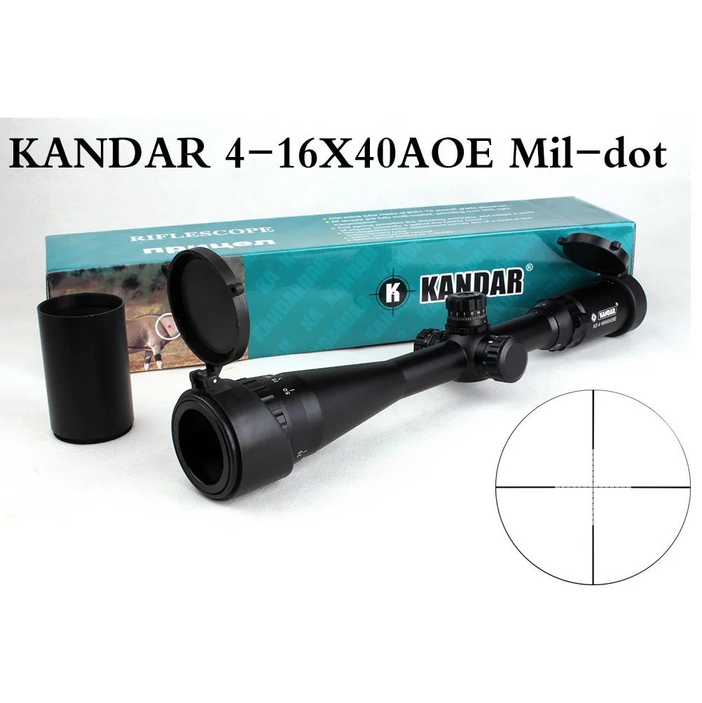 Tactical Optical Sight KANDAR 4-16x40 AOE Mil-dot Reticle RifleScope Locking/Resetting Hunting Rifle Scope
Tactical Optical Sight KANDAR 4-16x40 AOE Mil-dot Reticle RifleScope Locking/Resetting Hunting Rifle Scope