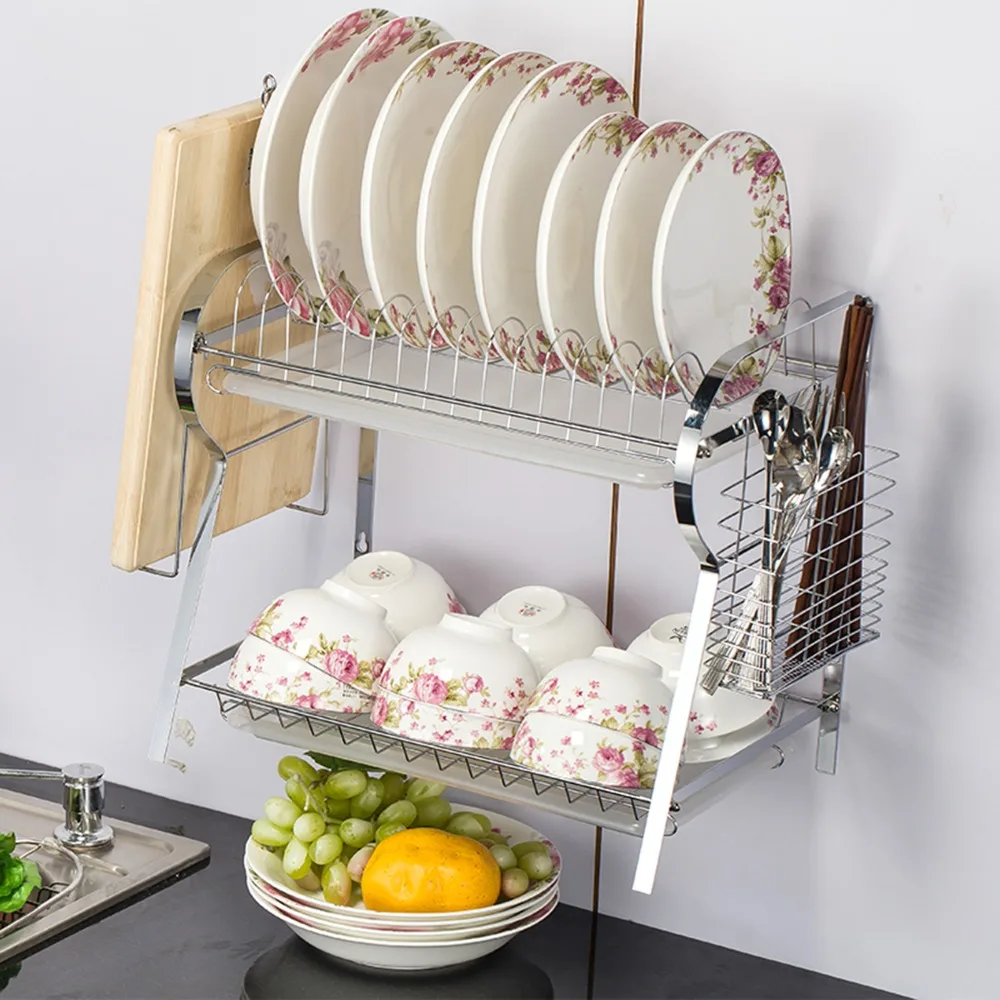 2 Tier R-Shaped Chrome Stainless Plate Dish Rack DrainBoard Drying Drainer Kitchen Accessories Organizer
2 Tier R-Shaped Chrome Stainless Plate Dish Rack DrainBoard Drying Drainer Kitchen Accessories Organizer