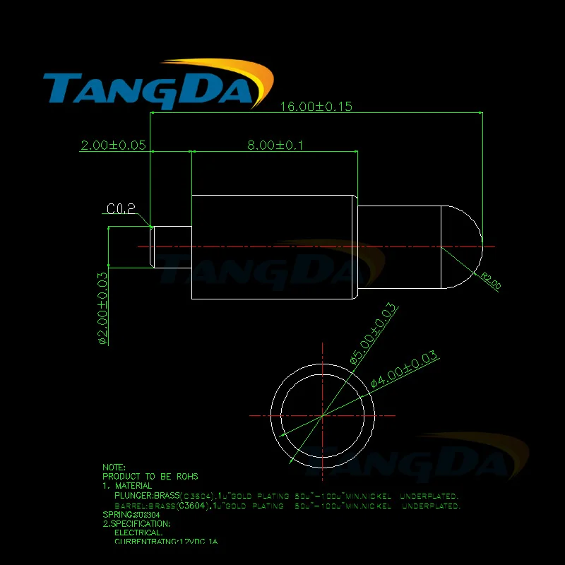 Tangda pogopin Connectors Spring probe PCB board Signal contact thimble D 5*16 Hmm Gold-plated 1u" (Can be customized)
Tangda pogopin Connectors Spring probe PCB board Signal contact thimble D 5*16 Hmm Gold-plated 1u" (Can be customized)
