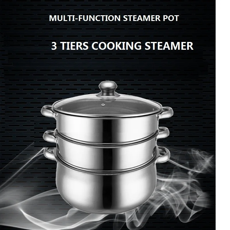 3 layer STEAMER POT INOX COOKING POT STOCK POT STEW POT WITH STEAMER DRAW STAINLESS STEEL SIMPLE STYLE
3 layer STEAMER POT INOX COOKING POT STOCK POT STEW POT WITH STEAMER DRAW STAINLESS STEEL SIMPLE STYLE