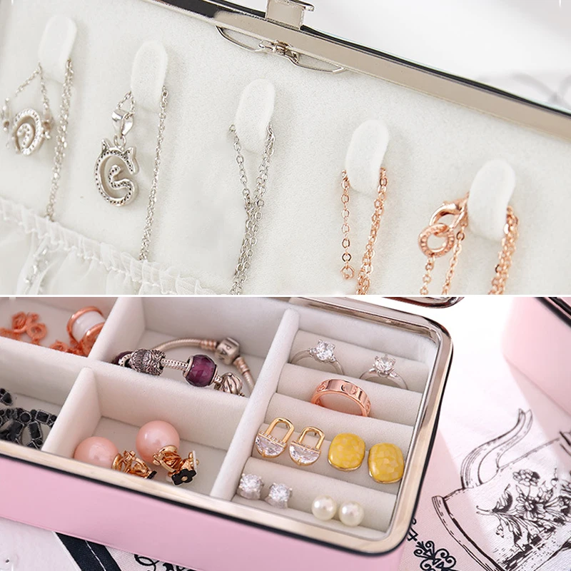 Women Fashion Makeup Organizer Jewelry Box Exquisite Necklace Rings Earrings Bracelet Packaging Container Collection Accessories
Women Fashion Makeup Organizer Jewelry Box Exquisite Necklace Rings Earrings Bracelet Packaging Container Collection Accessories