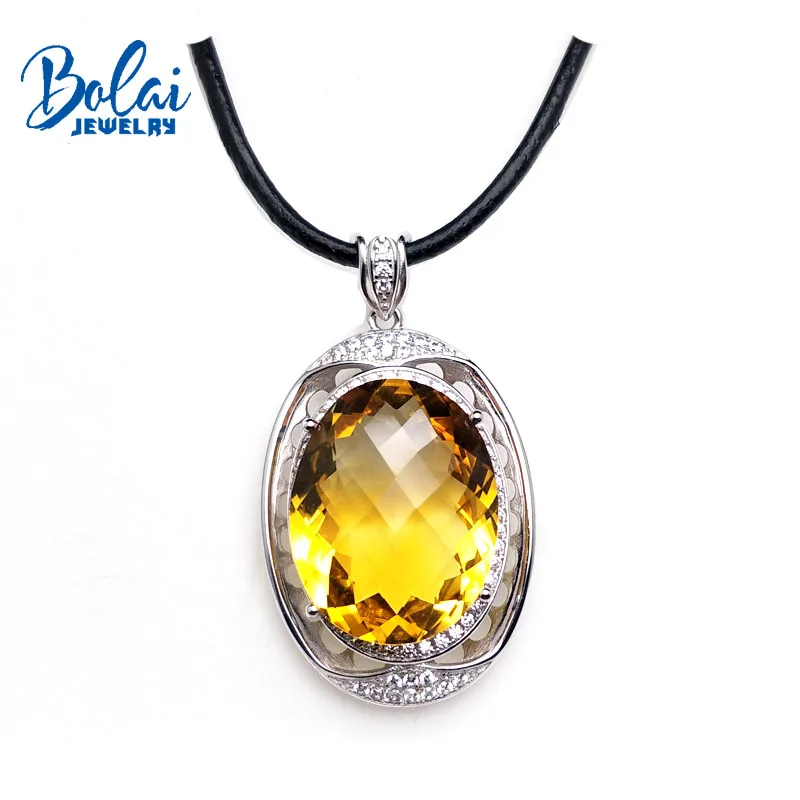 Bolaijewelry,natural big size 17ct checkerboard cutting good luster citrine pendant with leather chord necklace 925 silver women
Bolaijewelry,natural big size 17ct checkerboard cutting good luster citrine pendant with leather chord necklace 925 silver women