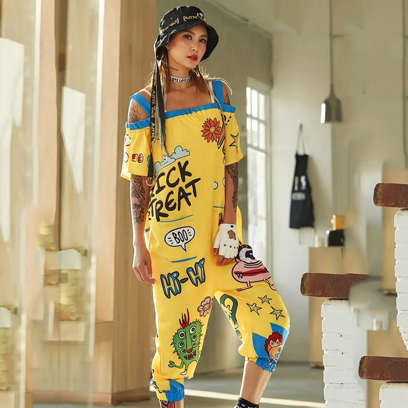 Hip Hop Costume Adults Yellow Cartoon Print Jumpsuit Women Street Dance Rave Clothes Sexy Club Dancing Outfits Stage Wear DT905
Hip Hop Costume Adults Yellow Cartoon Print Jumpsuit Women Street Dance Rave Clothes Sexy Club Dancing Outfits Stage Wear DT905