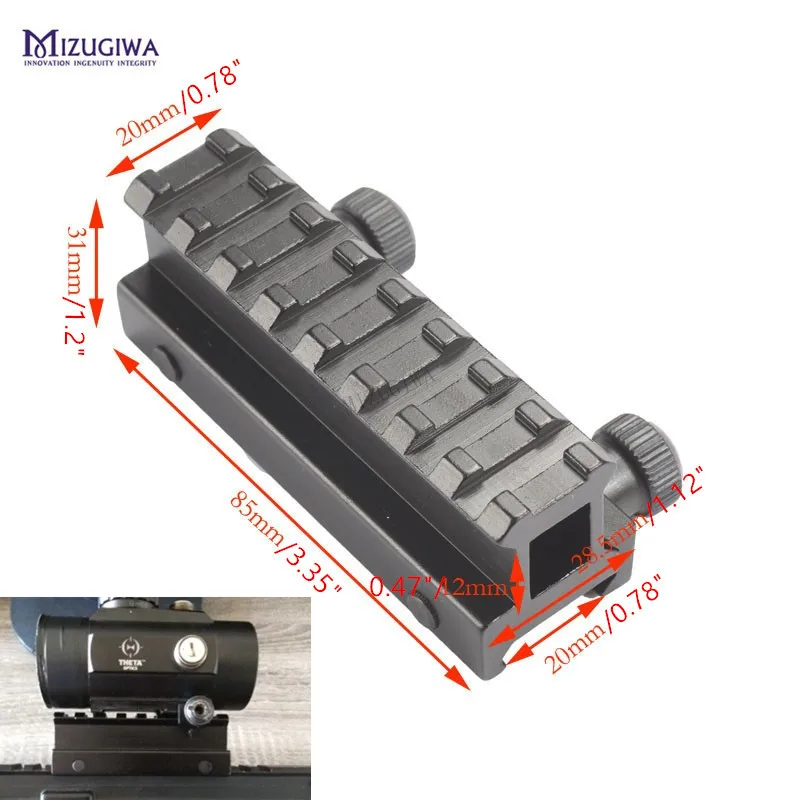 MIZUGIWA Tactical 8 Slot See-Thru Flat-Top Riser Base AR Dovetail Weaver Scope Mount Picatinny Adapter 20mm Dovetail Rail
MIZUGIWA Tactical 8 Slot See-Thru Flat-Top Riser Base AR Dovetail Weaver Scope Mount Picatinny Adapter 20mm Dovetail Rail