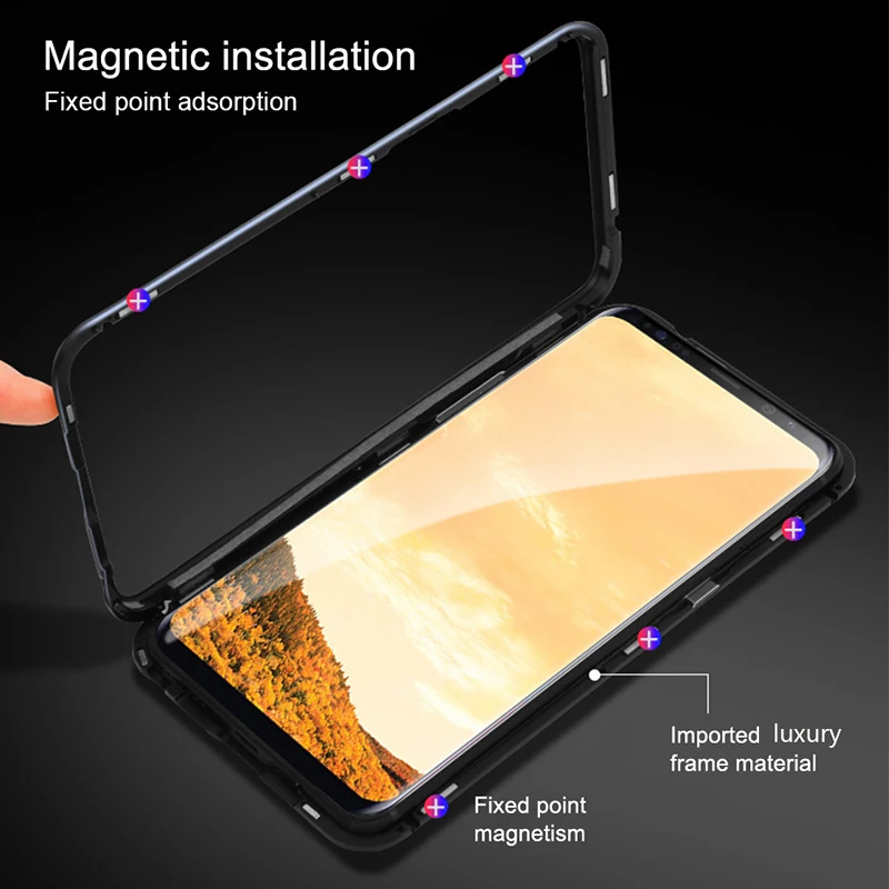 Роскошный Магнитный чехол для Samsung Galaxy S10 e S8 S9 Plus ударопрочный plus s10 + стеклянная
