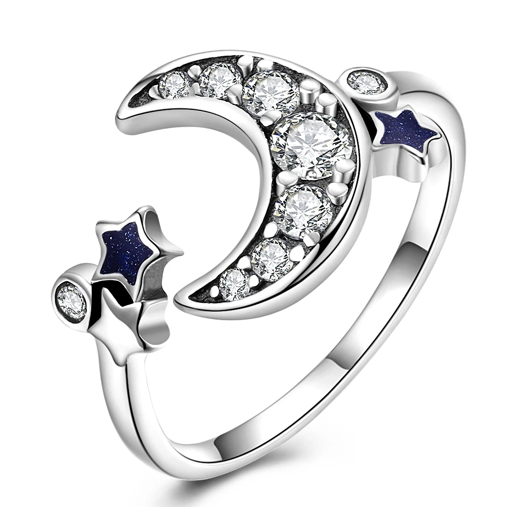 Creative 925 Sterling Silver Women Rings Fine Zircon Rhinestone Moon Star S925 CZ Rings Open Finger for Lady Party New Fashion
Creative 925 Sterling Silver Women Rings Fine Zircon Rhinestone Moon Star S925 CZ Rings Open Finger for Lady Party New Fashion
