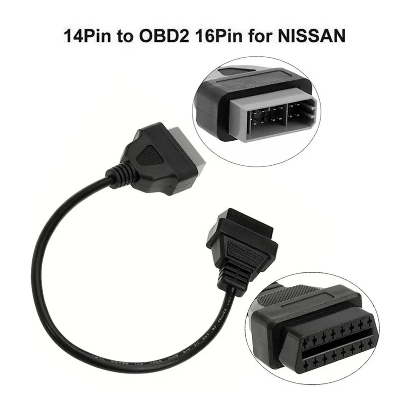 

Newst ! 14PIN Male to DLC 16PIN Female OBDII Cable 14 PIN to 16 PIN OBD2 Adapter OBD 2 Car Diagnostic Connector For Nissan