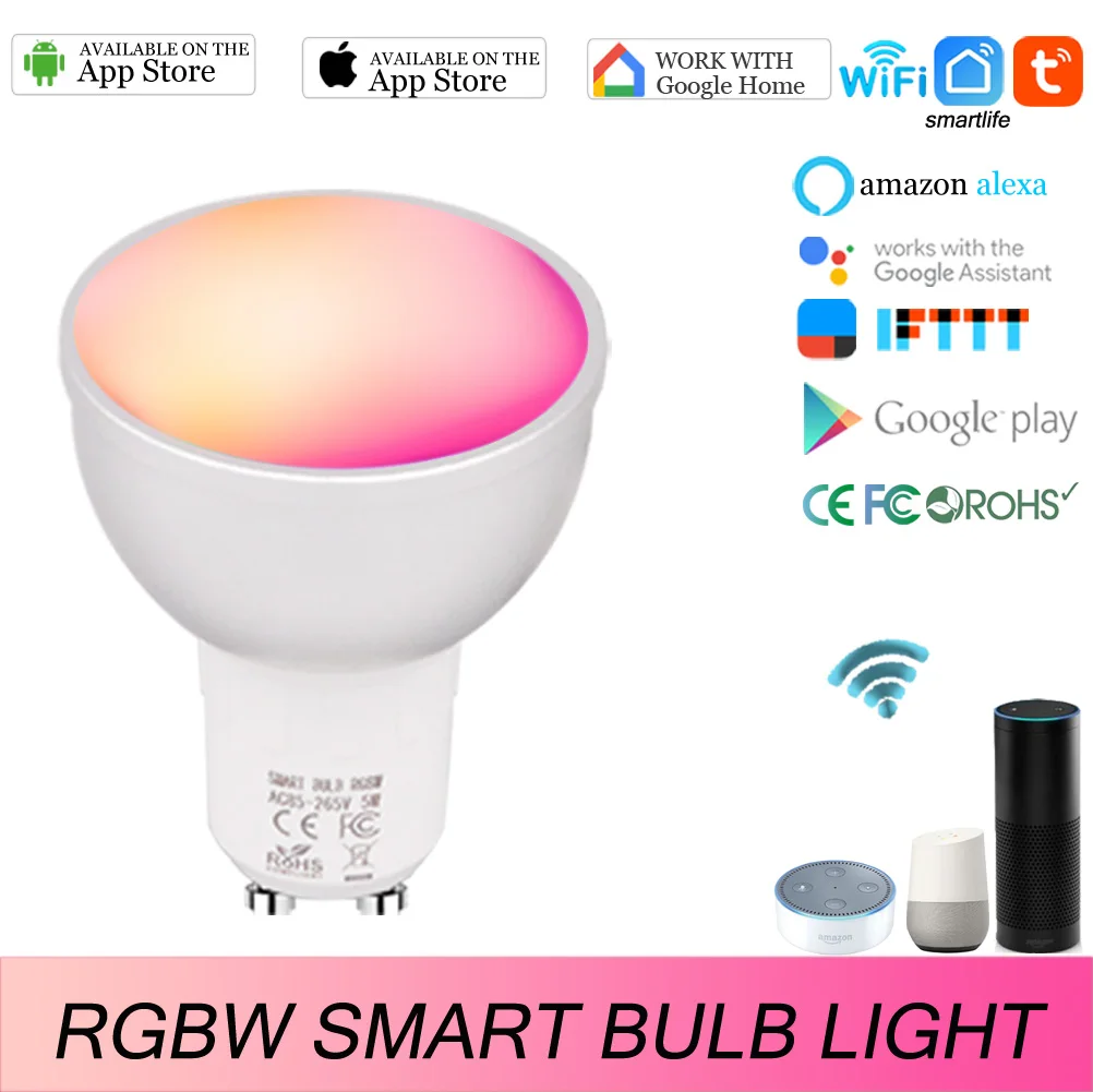 WiFi Smart GU10 диммируемая лампа RGBW 5 Вт светильник работает с Alexa Google Home IFTTT управление