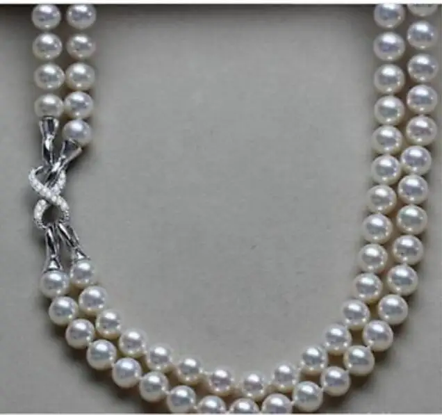 2 ряда 9 10 мм Южно белое Жемчужное ожерелье 18 " 19"|pearl necklace|white pearl necklacenecklace necklace |