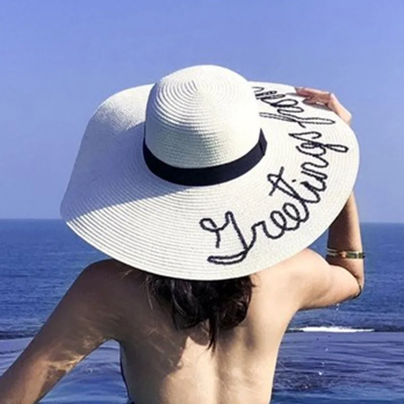 MAERSHEI Handmade Weave letter Sun Hats For Women Black Ribbon Lace Up Large Brim Straw Hat Outdoor Beach Summer Caps Chapeu Fem
MAERSHEI Handmade Weave letter Sun Hats For Women Black Ribbon Lace Up Large Brim Straw Hat Outdoor Beach Summer Caps Chapeu Fem