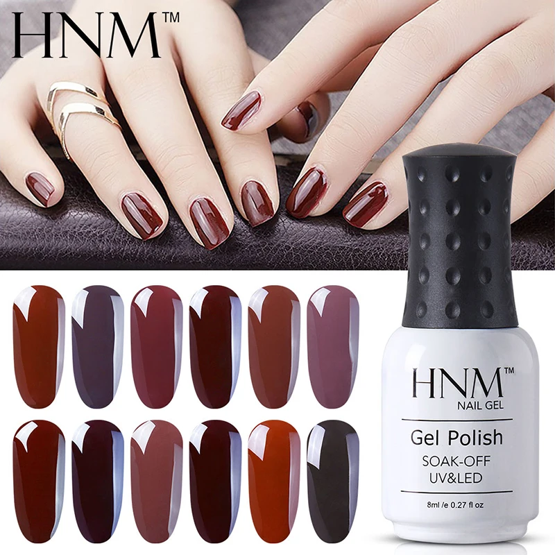 Hnm 8 мл Кофе коричневый серии Гели для ногтей UV светодиодный черный gellak Soak Off GelPolish