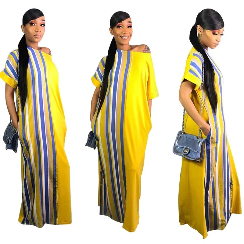 African clothes for women 2019 Dress Loose Traditonal Striped One Shoulder Maxi Summer Dress Beach Boho Sundress Plus Size
African clothes for women 2019 Dress Loose Traditonal Striped One Shoulder Maxi Summer Dress Beach Boho Sundress Plus Size