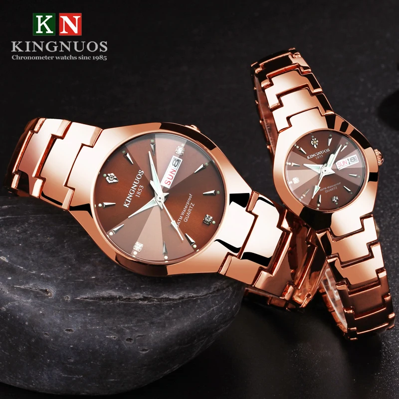 KINGNUOS Couple Watches Tungsten Steel Style Quartz Wristwatch Men Luminous Calendar Week Watch Fashion Women Dress Clock Lovers
KINGNUOS Couple Watches Tungsten Steel Style Quartz Wristwatch Men Luminous Calendar Week Watch Fashion Women Dress Clock Lovers