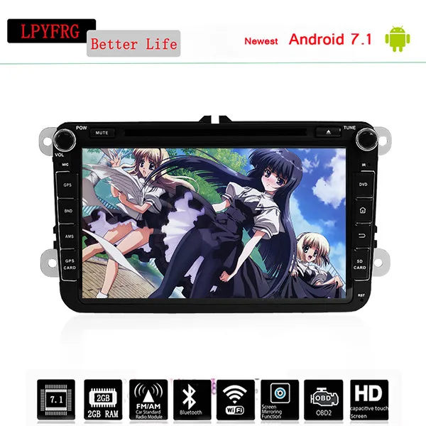 LPYFRG Pure Android 7 1 HD Octa core 2 G RAM автомобильный DVD плеер для Vw GOLF/PASSAT V6/B7/NMS VW Polo Touran Gps