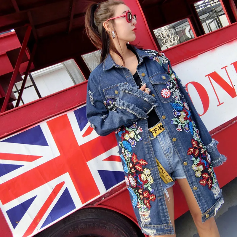 TREND-Setter 2018 Spring Flower Embroidery Denim Jacket Women Hole Jean Jacket and Coat Long Sleeve
TREND-Setter 2018 Spring Flower Embroidery Denim Jacket Women Hole Jean Jacket and Coat Long Sleeve